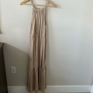 Linen Sand Maxi summer tie dress
